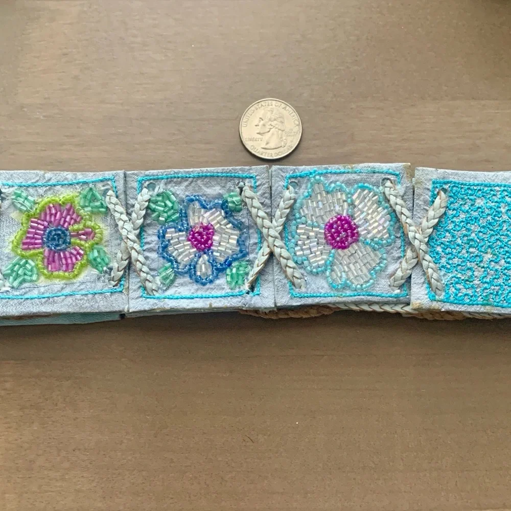 Chan Luu Floral Beaded Belt - Lt Blue - Picture 11 of 11
